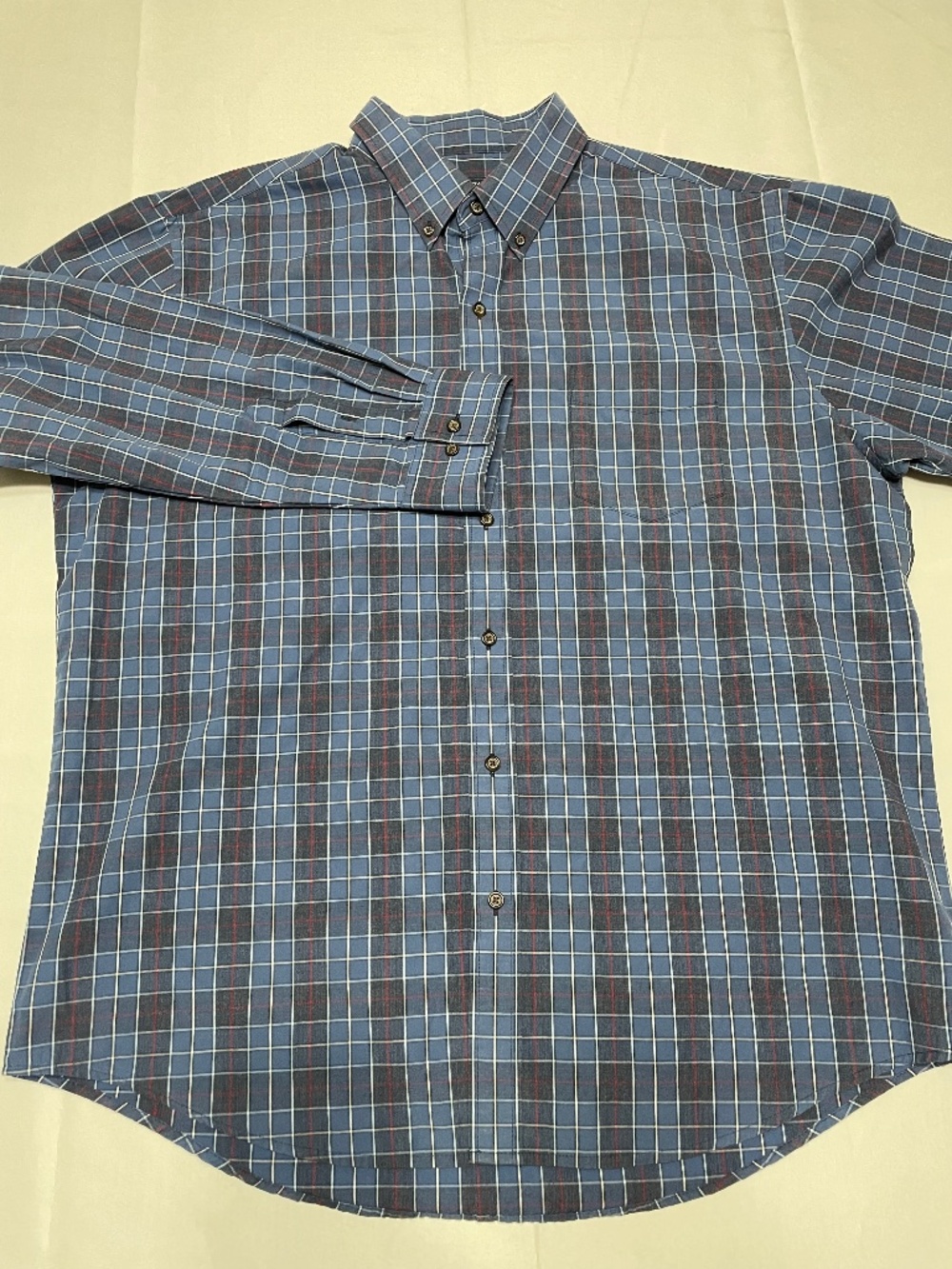 Arrow USA 1851 XL Blue Check Plaid Shirt Mens Long Sleeve Button Front